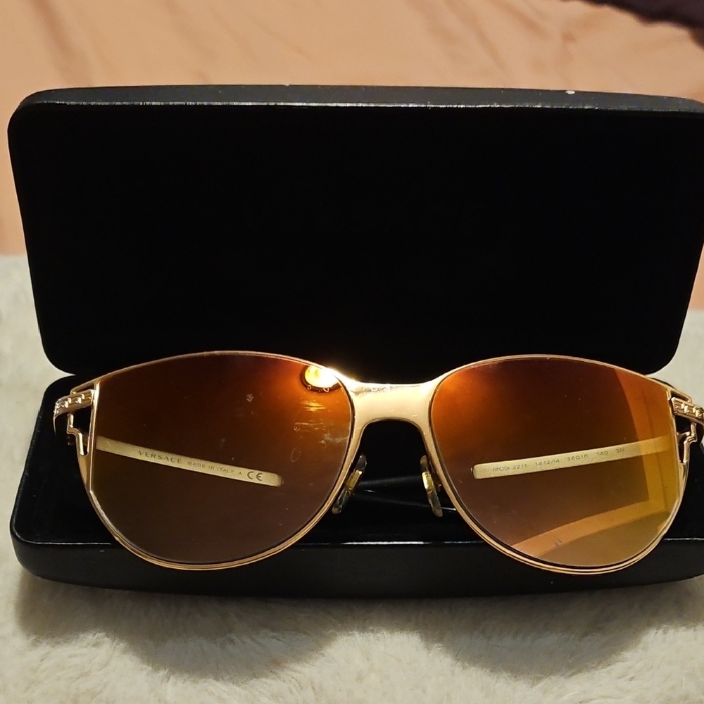 Versace Gold Aviator Sunglasses with Reflective Lenses